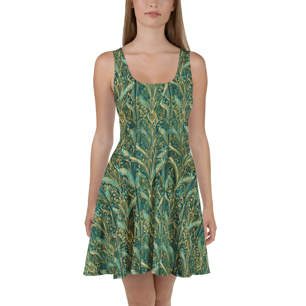 Peacock Nouveau on Skater Dress — Front