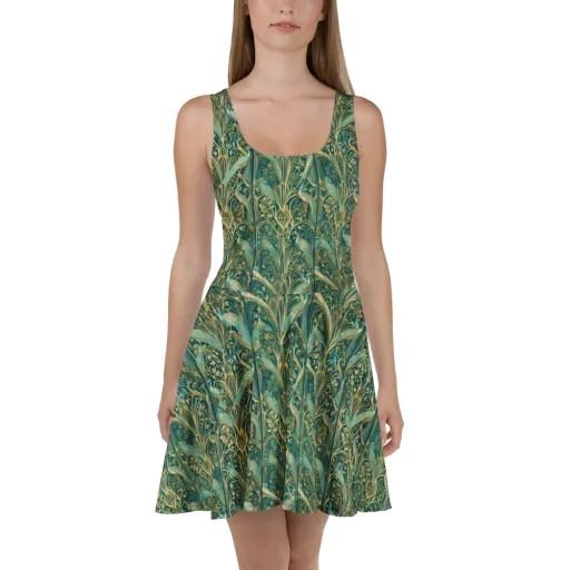 Peacock Nouveau on a Skater Dress