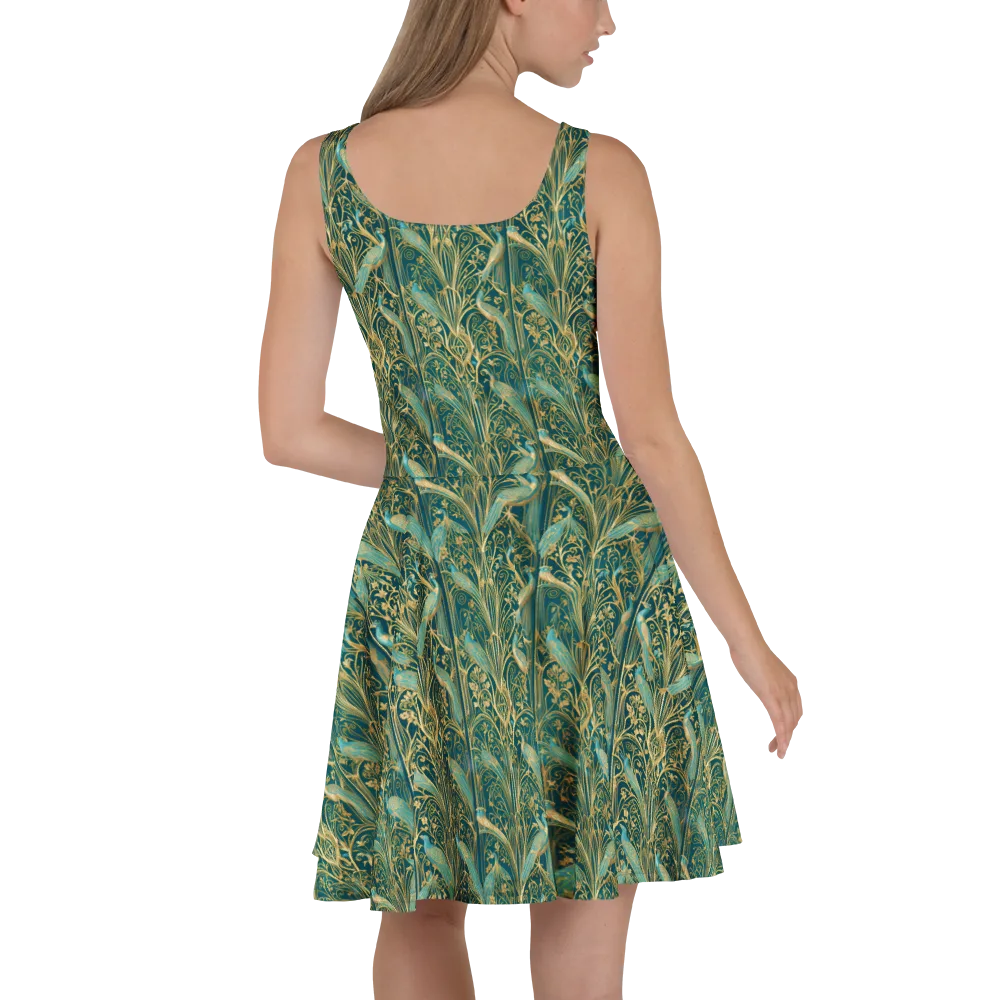 Peacock Nouveau on Skater Dress — Back