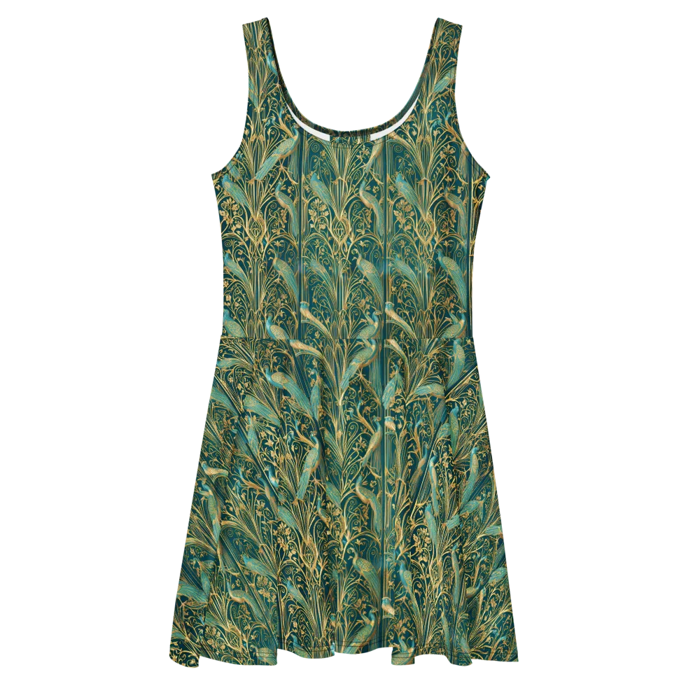 Peacock Nouveau on Skater Dress — Front
