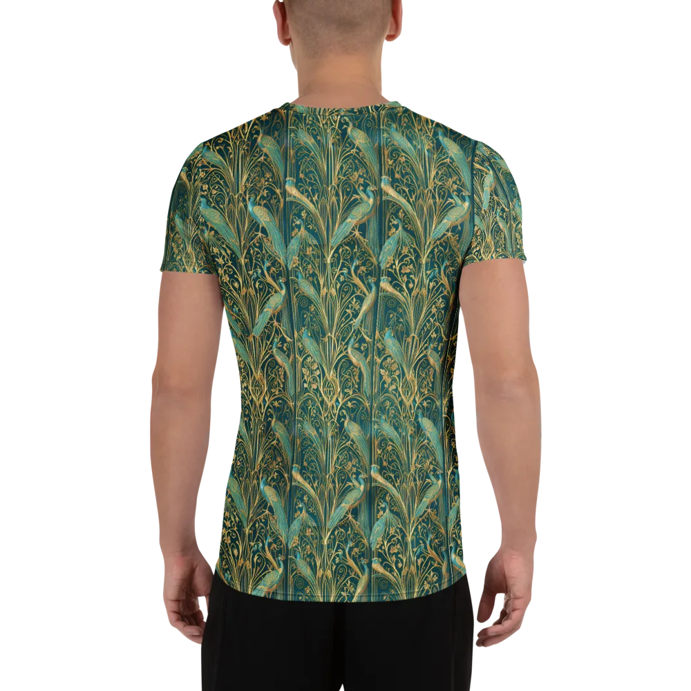 Peacock Nouveau on Men's Athletic T-Shirt — Back