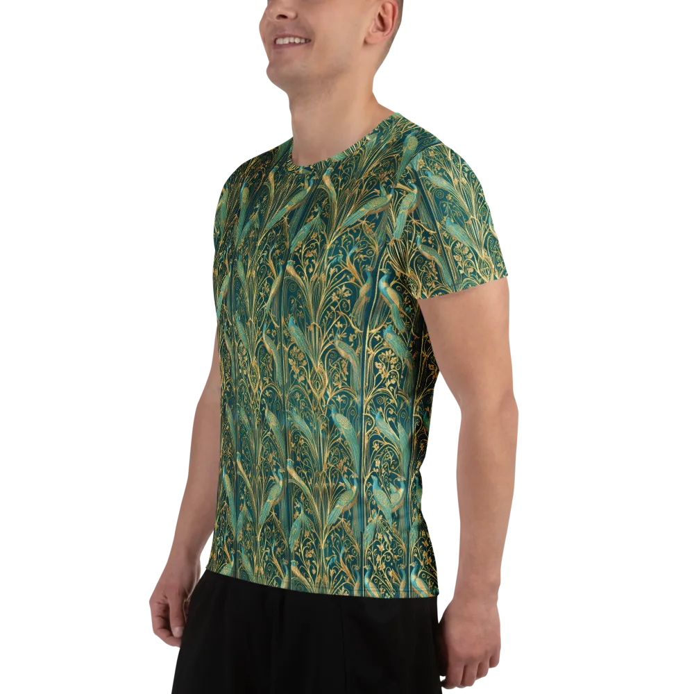 Peacock Nouveau on Men's Athletic T-Shirt — Left