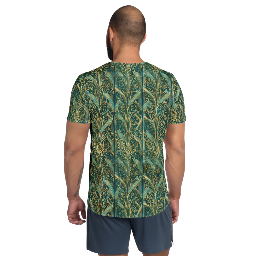 Peacock Nouveau on Men's Athletic T-Shirt — Back