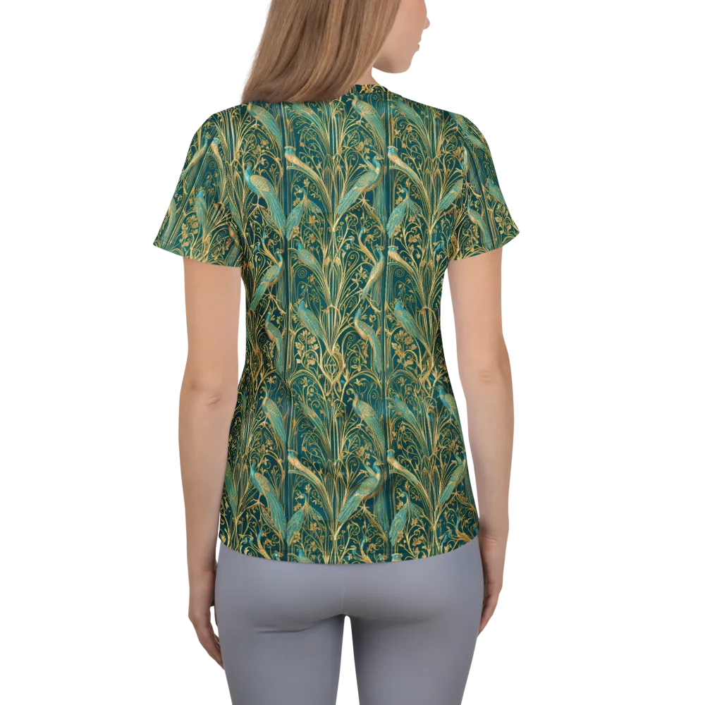 Peacock Nouveau on Women's Athletic T-Shirt — Back