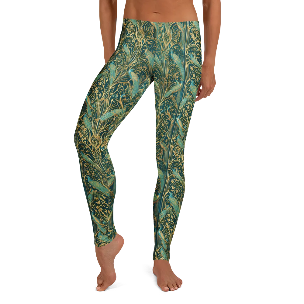 Peacock Nouveau on Leggings — Front