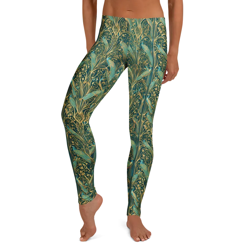 Peacock Nouveau on Leggings — Front
