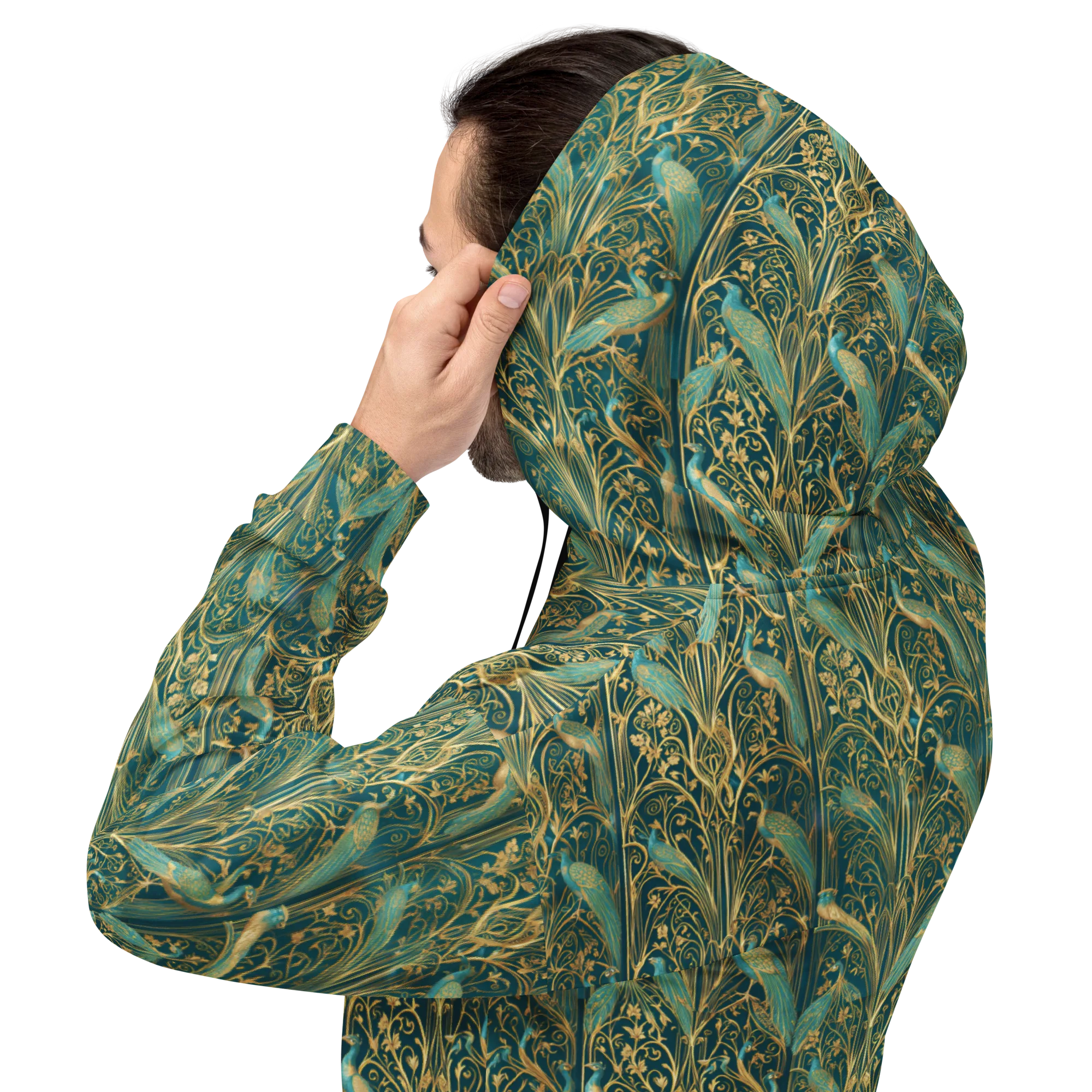 Peacock Nouveau on Hoodie — Back