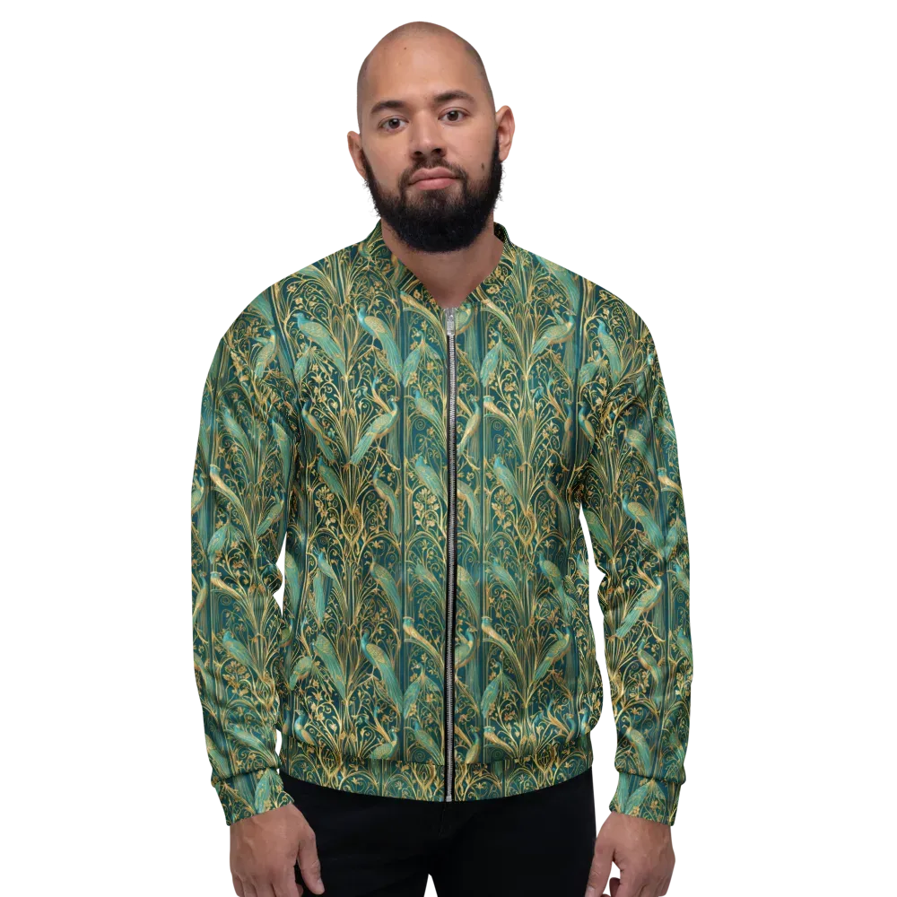 Peacock Nouveau on Bomber Jacket — Front