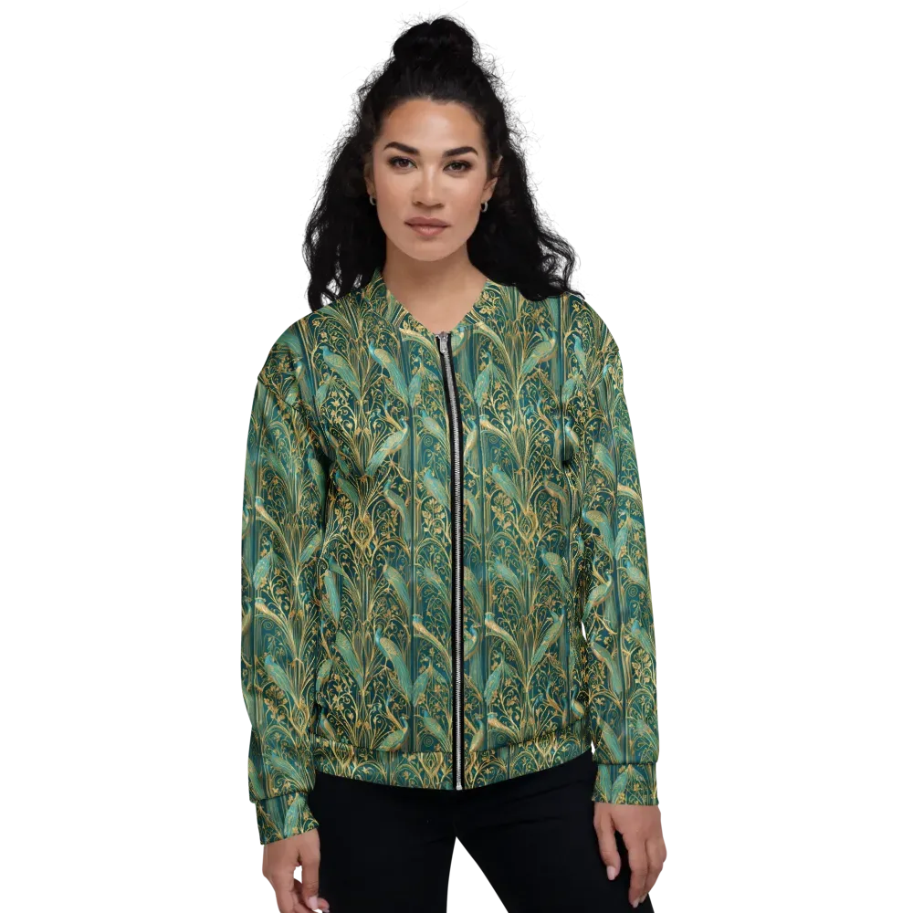 Peacock Nouveau on Bomber Jacket — Front