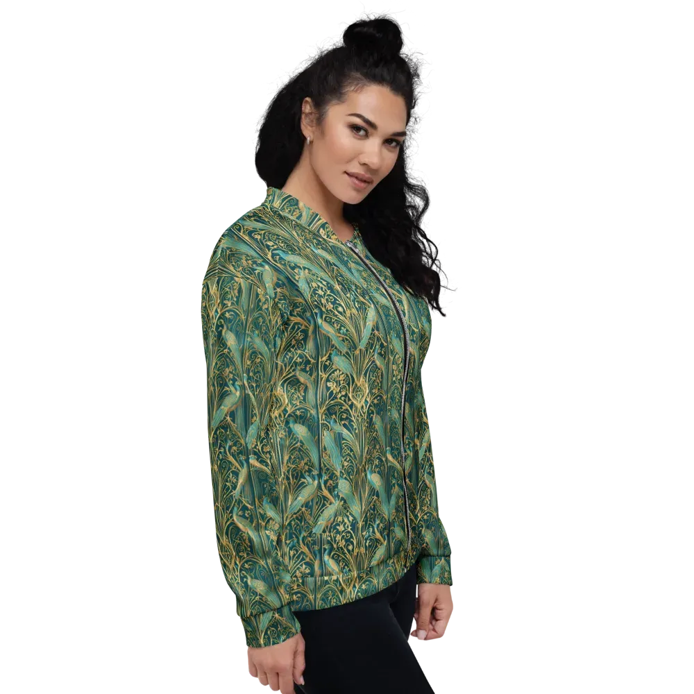 Peacock Nouveau on Bomber Jacket — Right