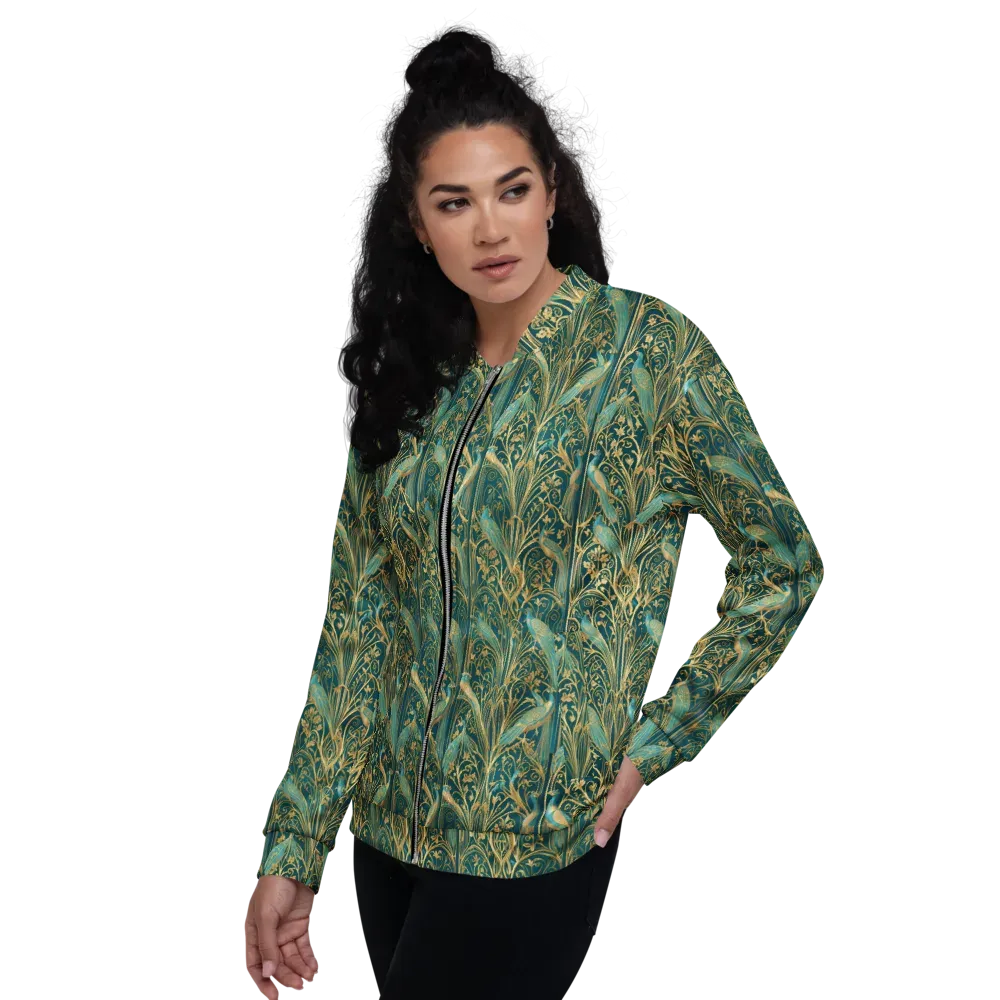 Peacock Nouveau on Bomber Jacket — Left