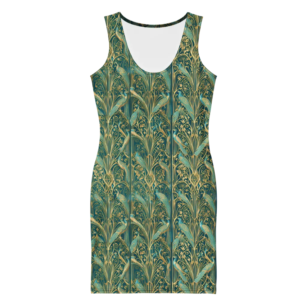 Peacock Nouveau on Bodycon Dress — Front
