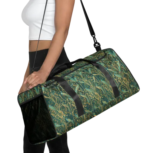Peacock Nouveau on a Duffle Bag