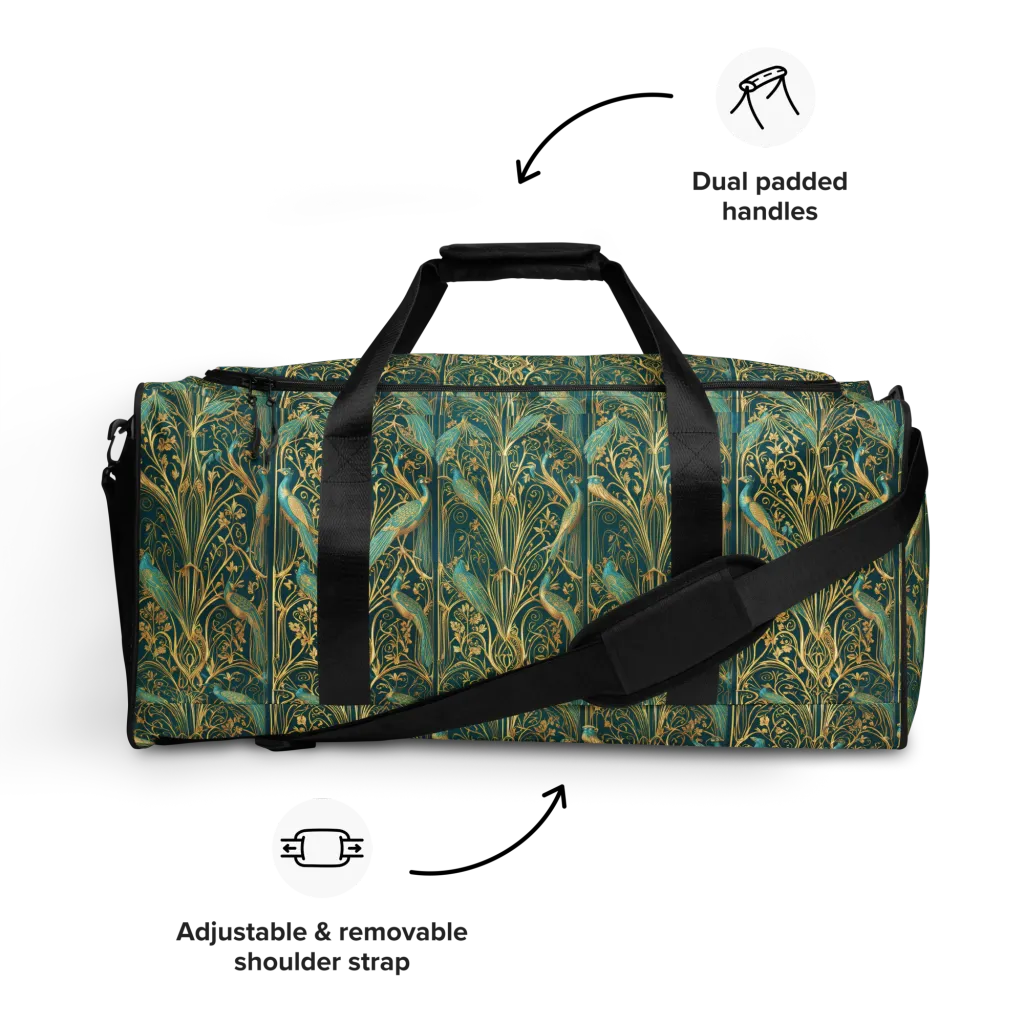 Peacock Nouveau on Duffle Bag — Front
