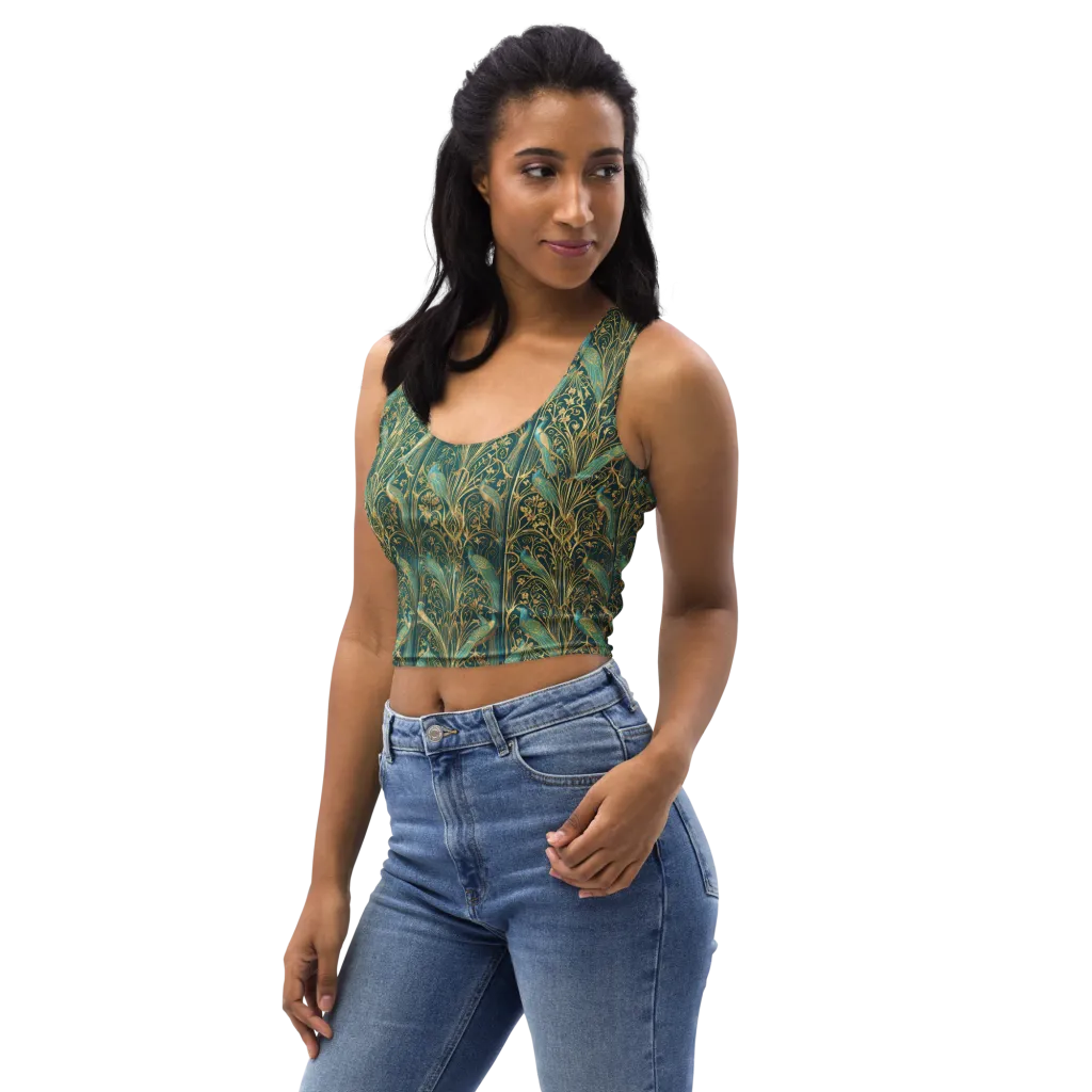 Peacock Nouveau on Crop Top — Left Front