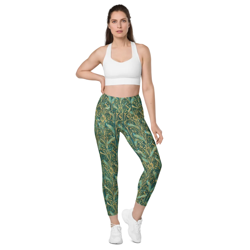 Peacock Nouveau on Leggings with Pockets — Front