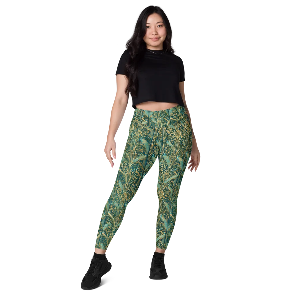 Peacock Nouveau on Leggings with Pockets — Front