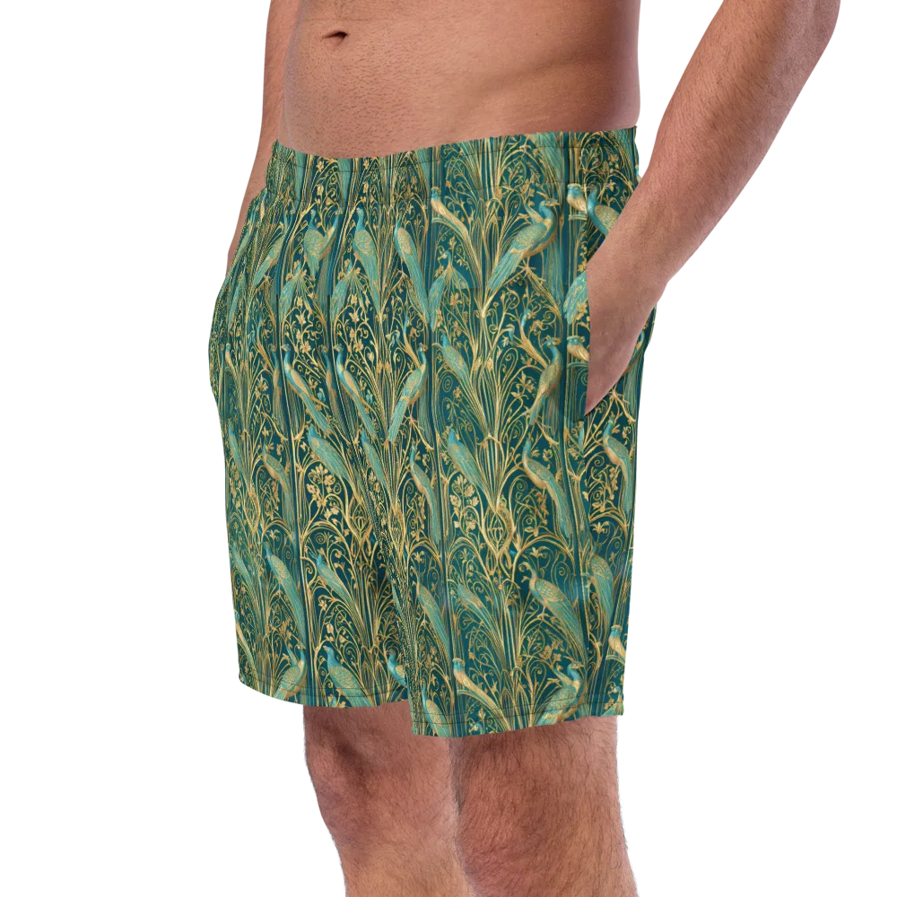 Peacock Nouveau on Swim Trunks — Left Front