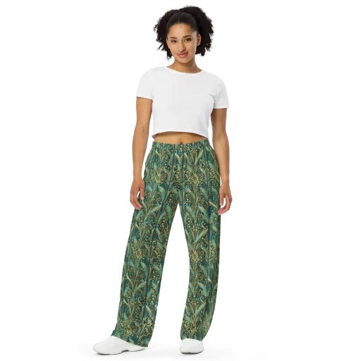 Peacock Nouveau on a Wide-Leg Pants
