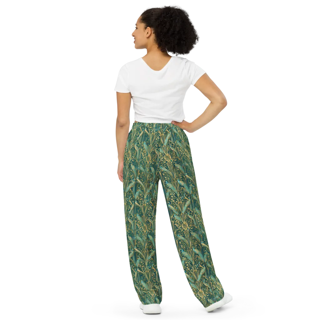 Peacock Nouveau on Wide-Leg Pants — Back