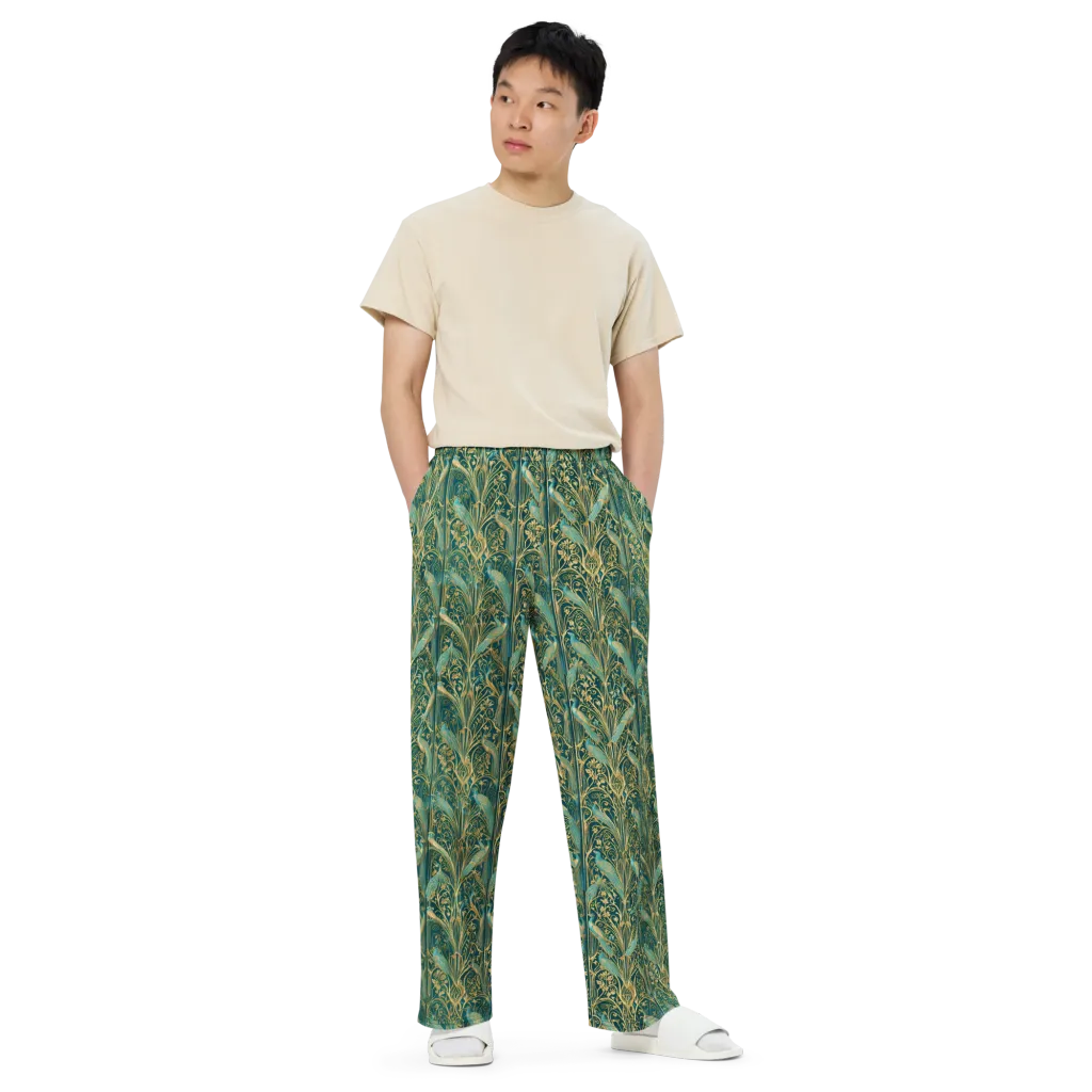 Peacock Nouveau on Wide-Leg Pants — Front
