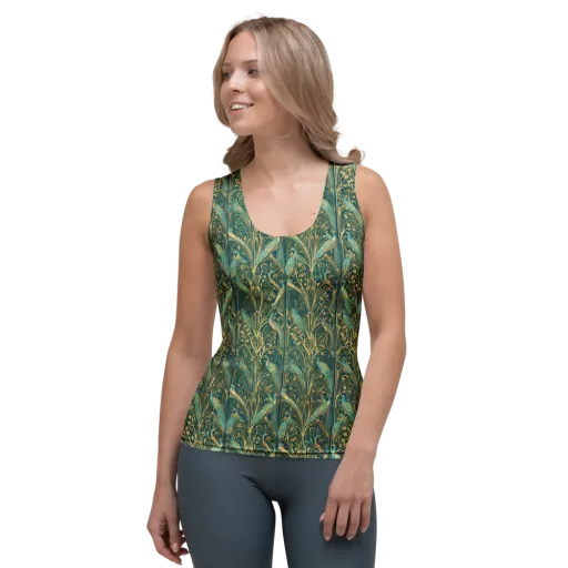 Peacock Nouveau on a Women's Tank Top