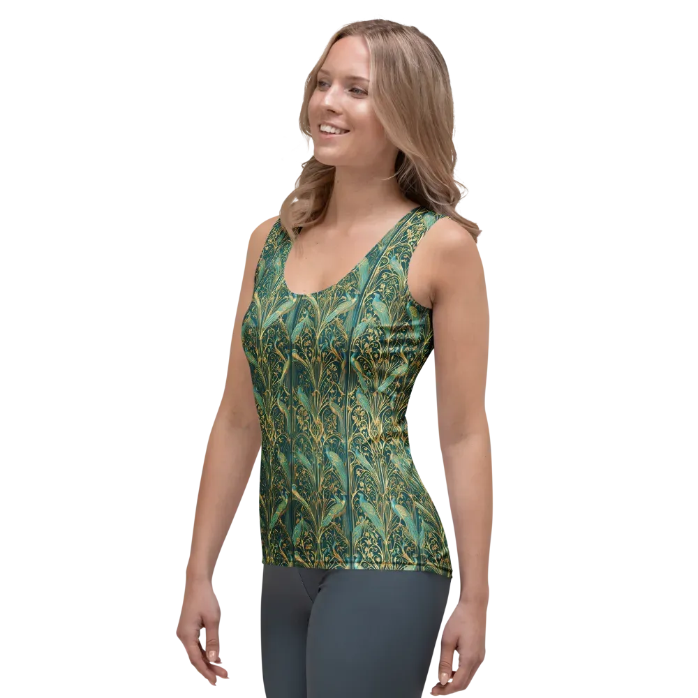 Peacock Nouveau on Women's Tank Top — Left Front