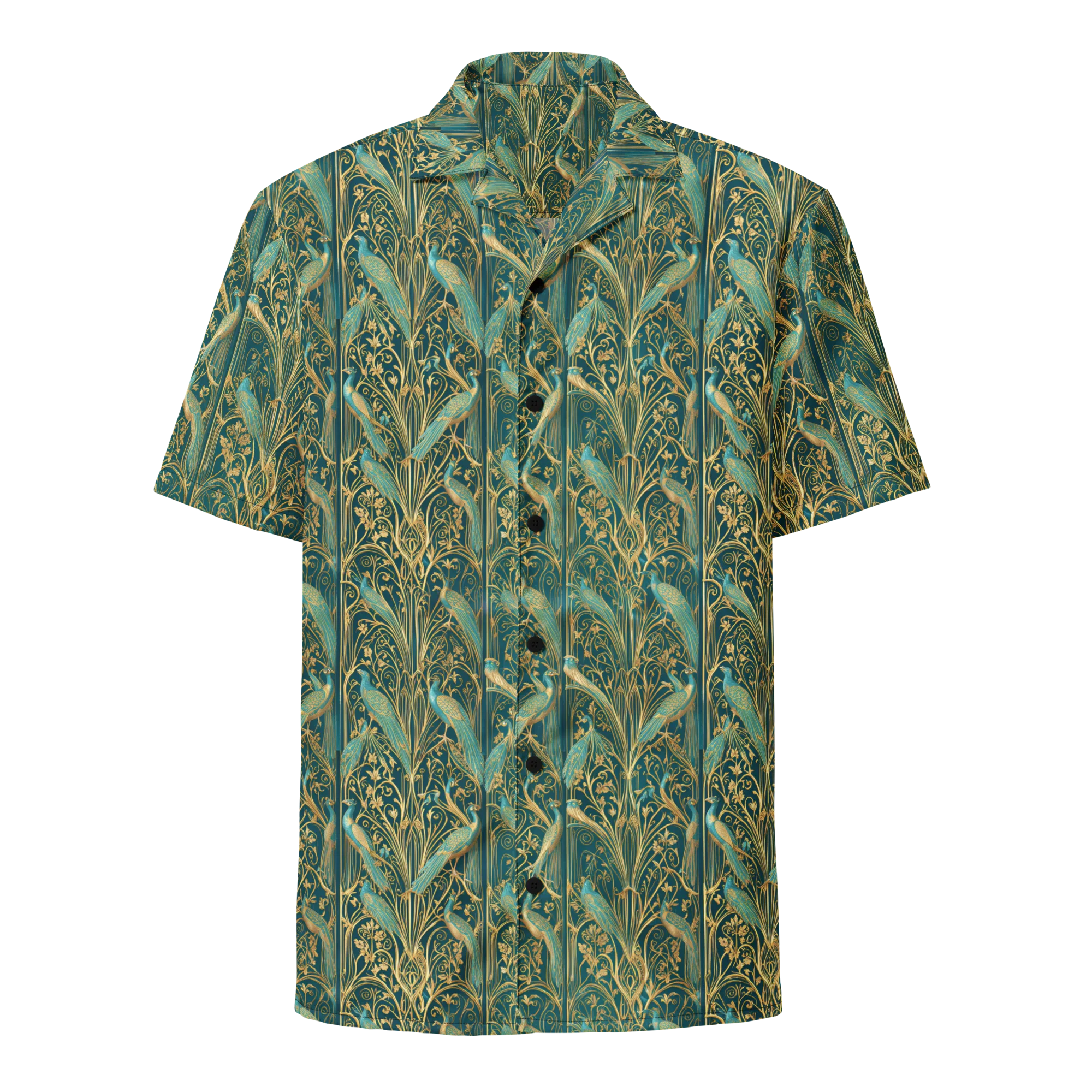 Peacock Nouveau on Button Shirt — Front