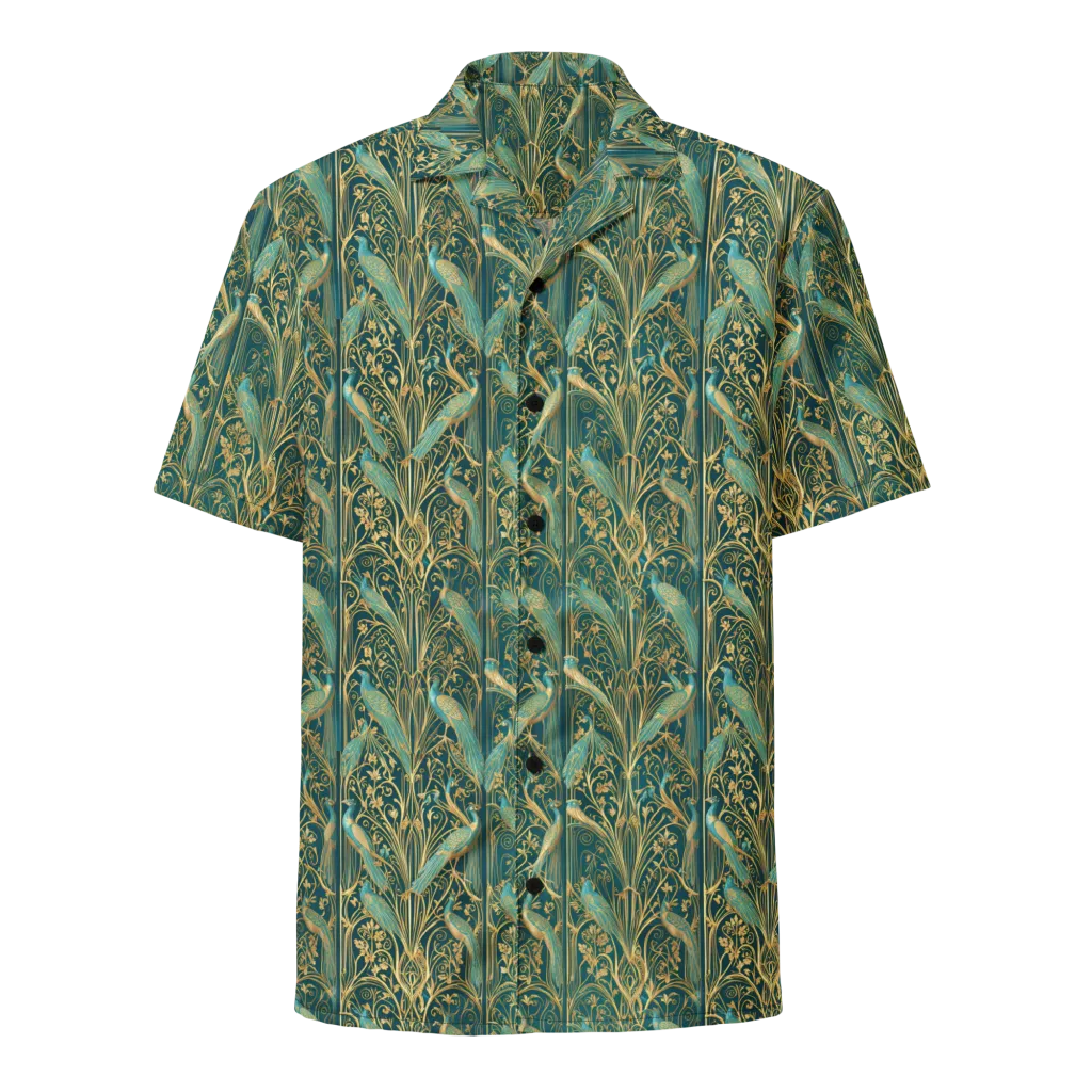 Peacock Nouveau on Button Shirt — Front