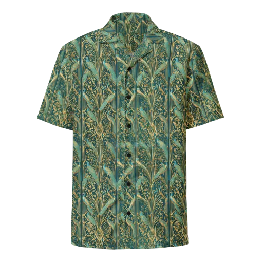 Peacock Nouveau on a Button Shirt
