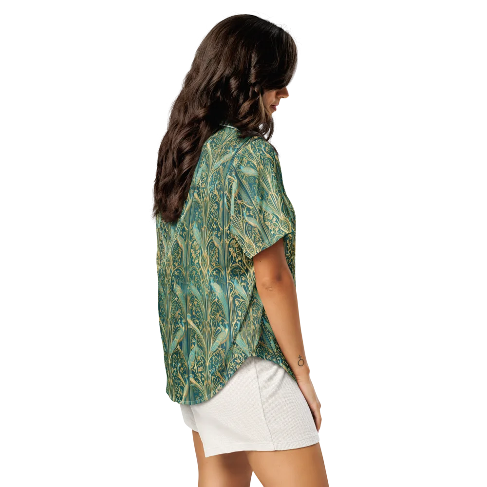 Peacock Nouveau on Women's Short Sleeve Pajama Top — Right Back