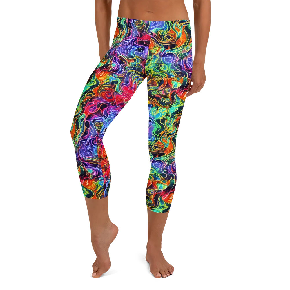 Riotous Aurora on Capri Leggings — Front