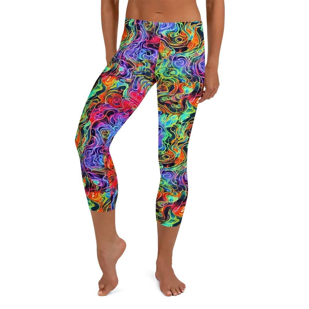 Riotous Aurora on Capri Leggings — Front