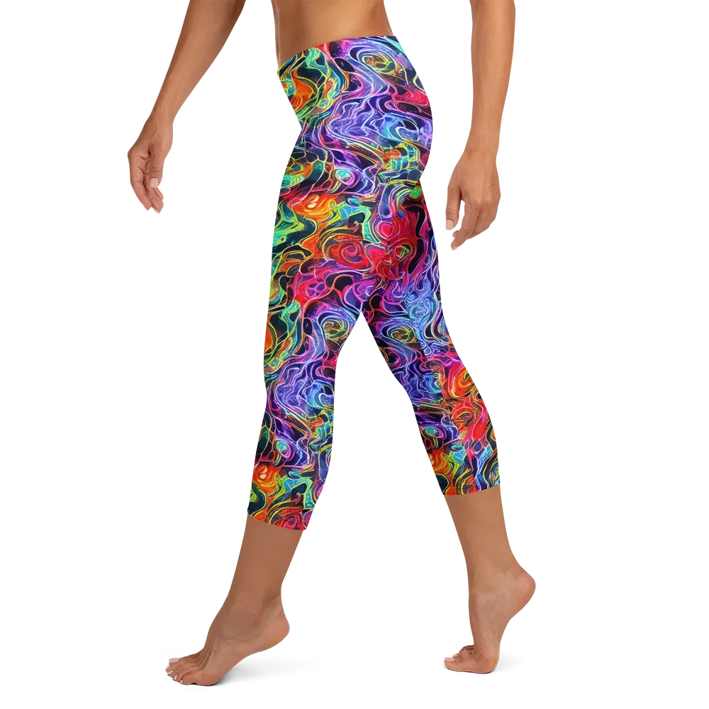 Riotous Aurora on Capri Leggings — Left