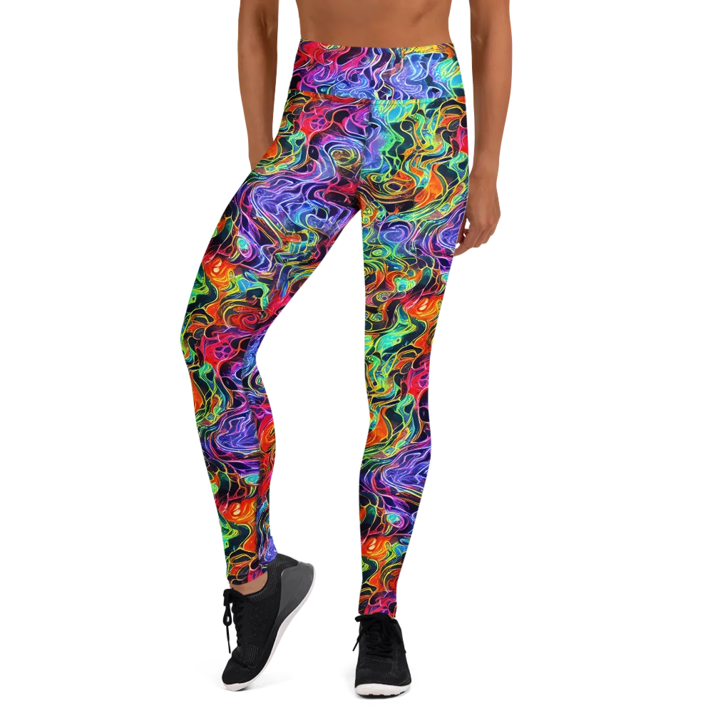 Riotous Aurora on Yoga Leggings — Front