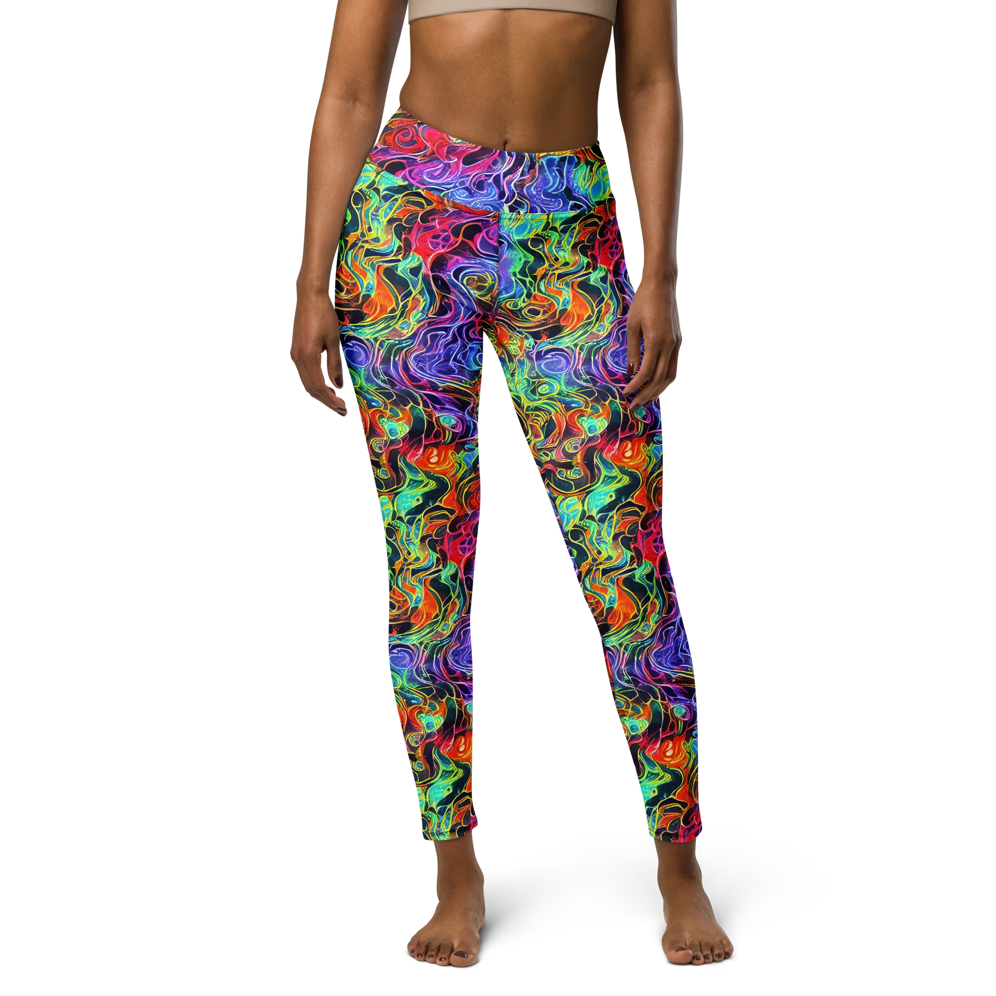 Riotous Aurora on Yoga Leggings — Front
