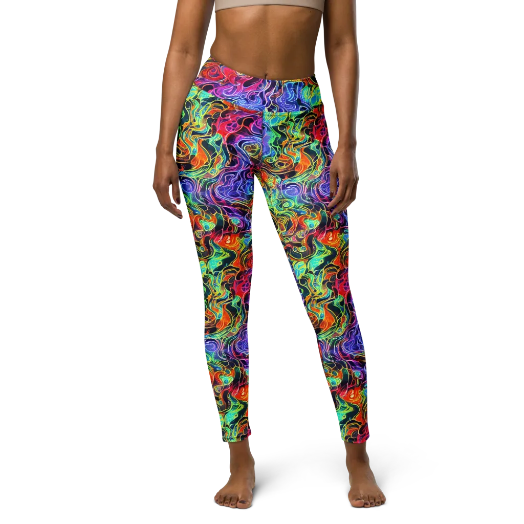 Riotous Aurora on Yoga Leggings — Front