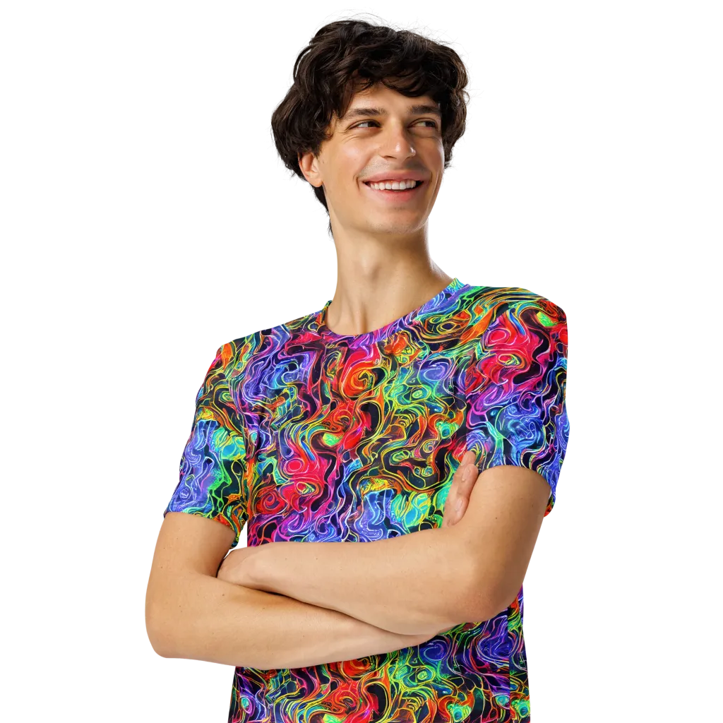 Riotous Aurora on Men's Crew Neck T-Shirt — Left Front