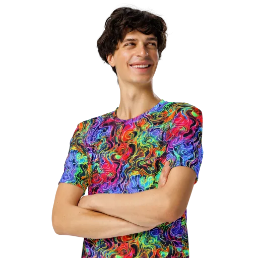 Riotous Aurora on a Men's Crew Neck T-Shirt