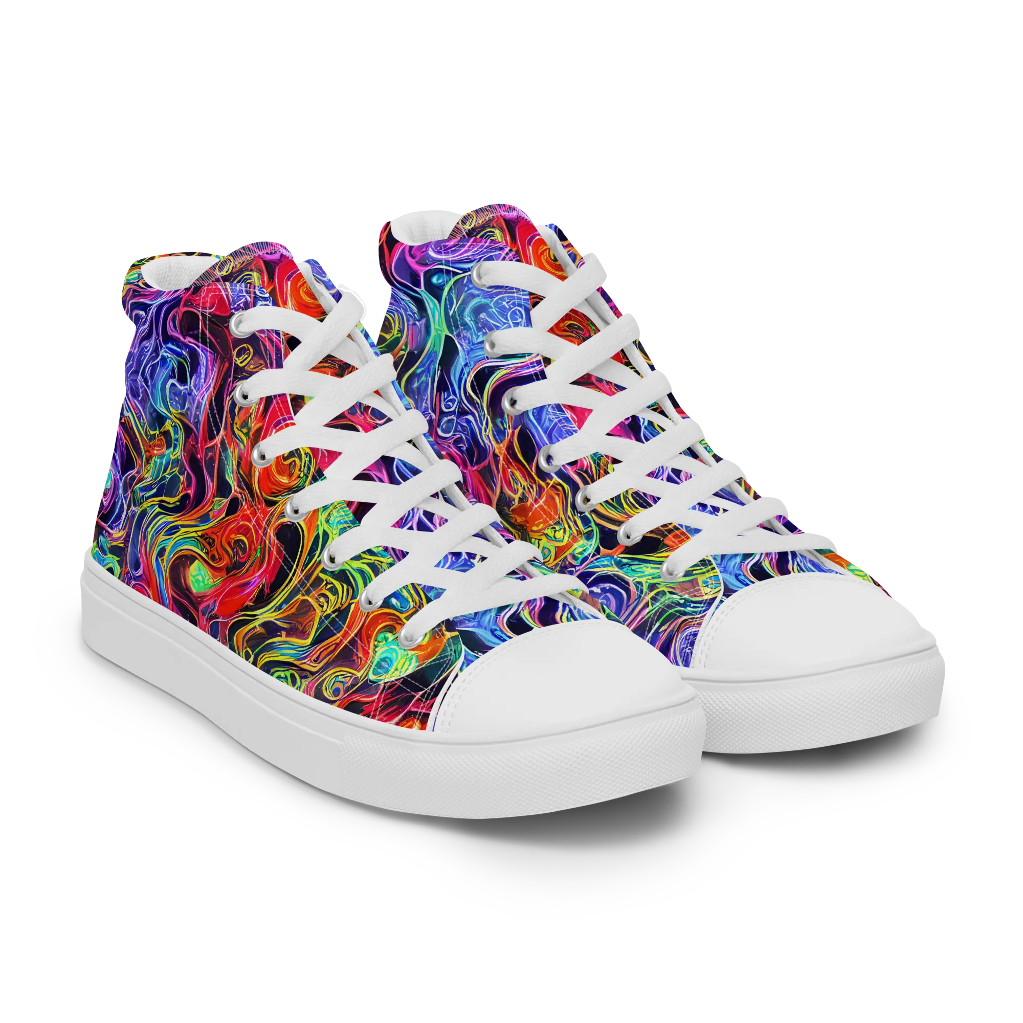 Riotous Aurora on Men's High Top Canvas Shoes — Right Front