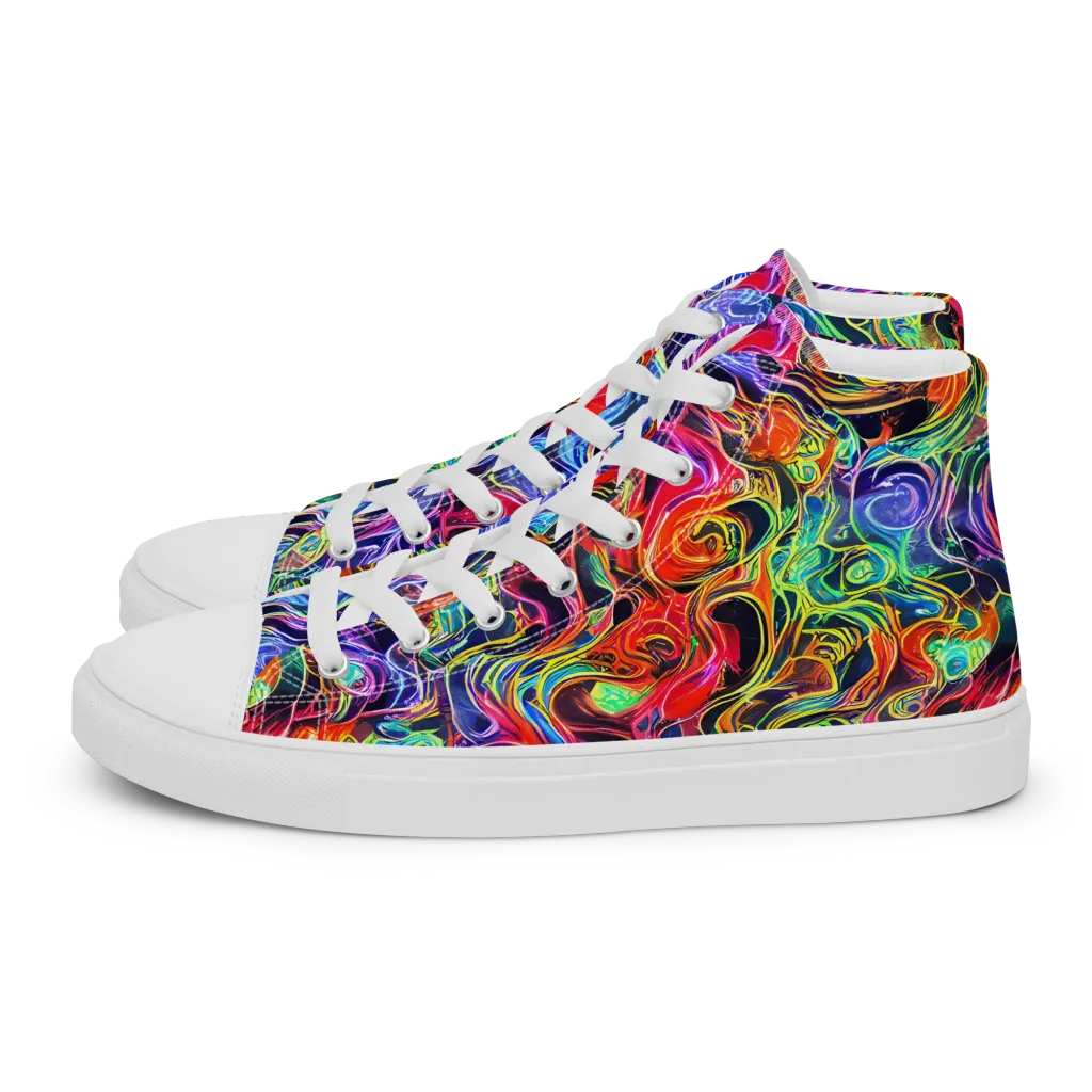 Riotous Aurora on Men's High Top Canvas Shoes — Left