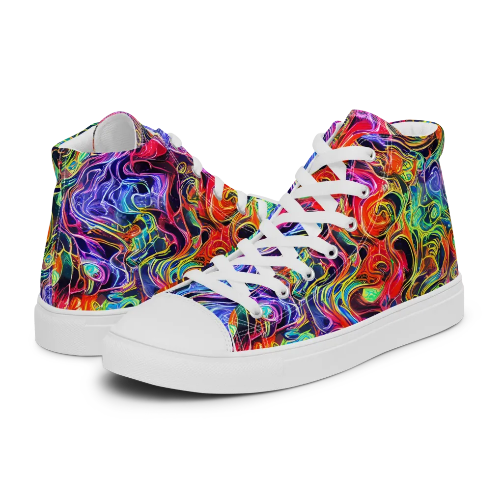 Riotous Aurora on Men's High Top Canvas Shoes — Left