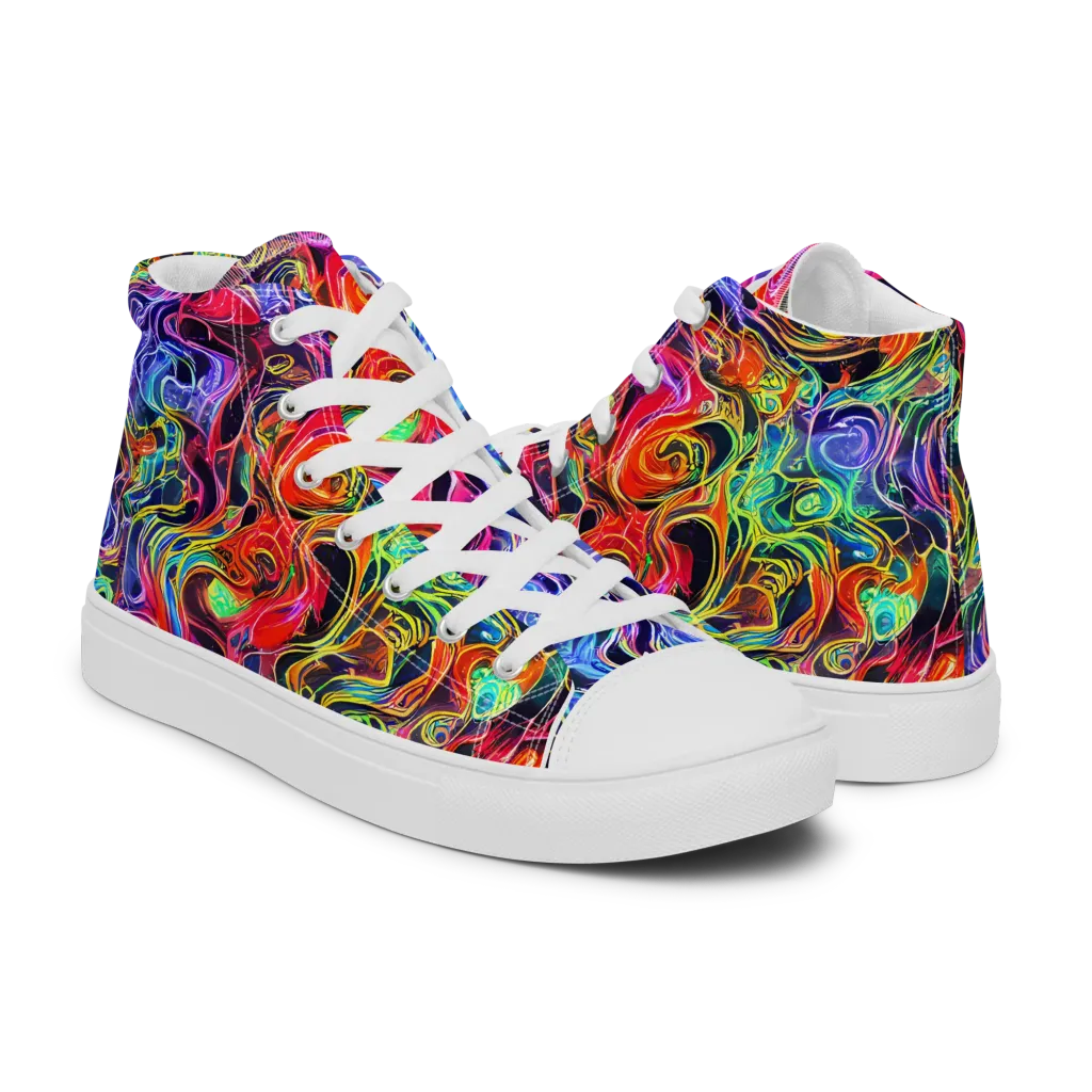 Riotous Aurora on Men's High Top Canvas Shoes — Right