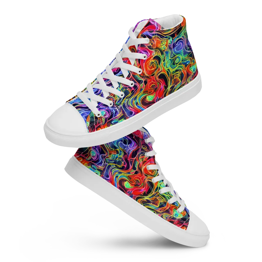 Riotous Aurora on Men's High Top Canvas Shoes — Front