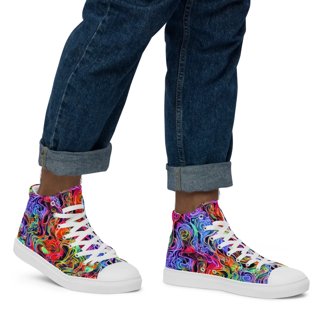 Riotous Aurora on Men's High Top Canvas Shoes — Right