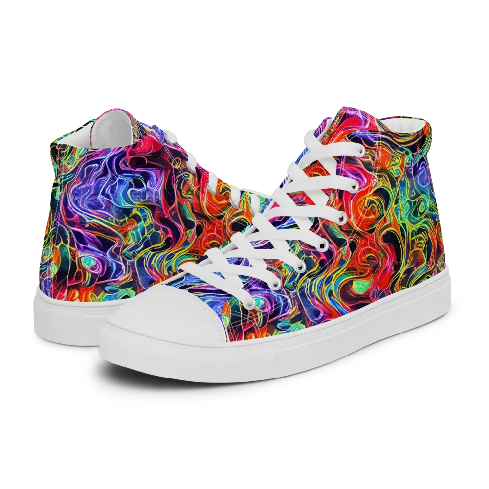 Riotous Aurora on Women's High Top Canvas Shoes — Left