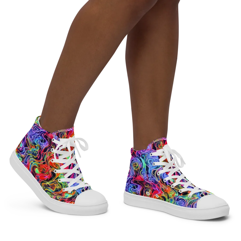 Riotous Aurora on Women's High Top Canvas Shoes — Right