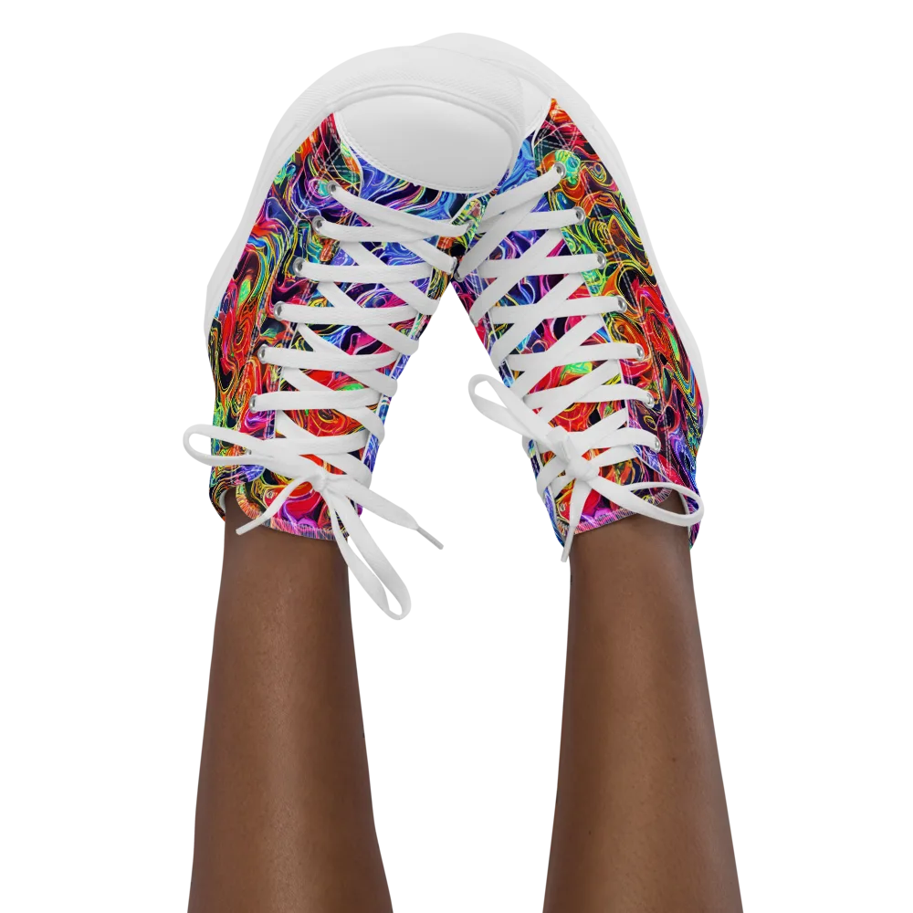 Riotous Aurora on Women's High Top Canvas Shoes — Front