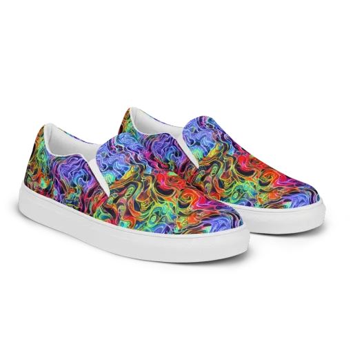 Riotous Aurora on a Men's Slip-On Canvas Shoes