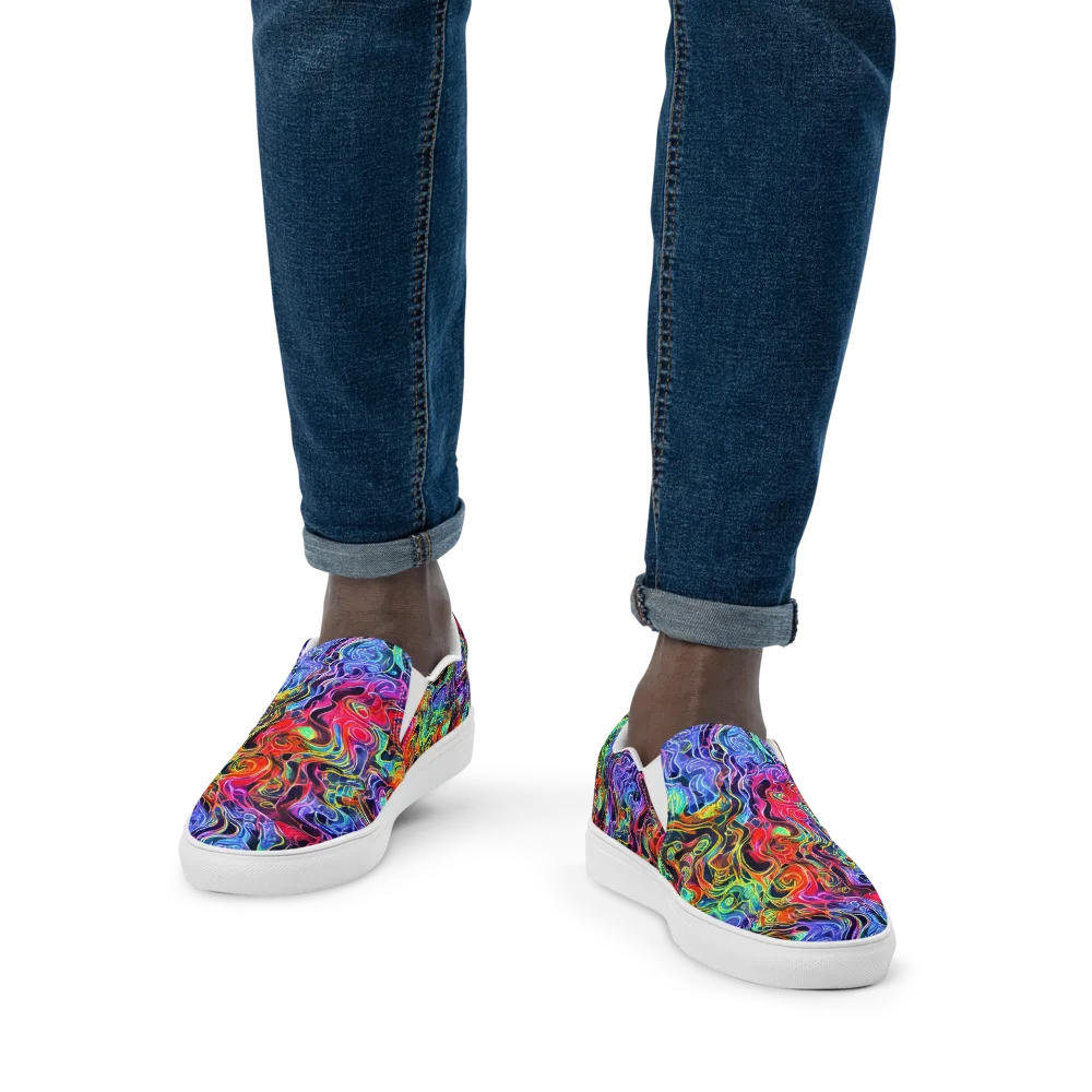 Riotous Aurora on Men's Slip-On Canvas Shoes — Front